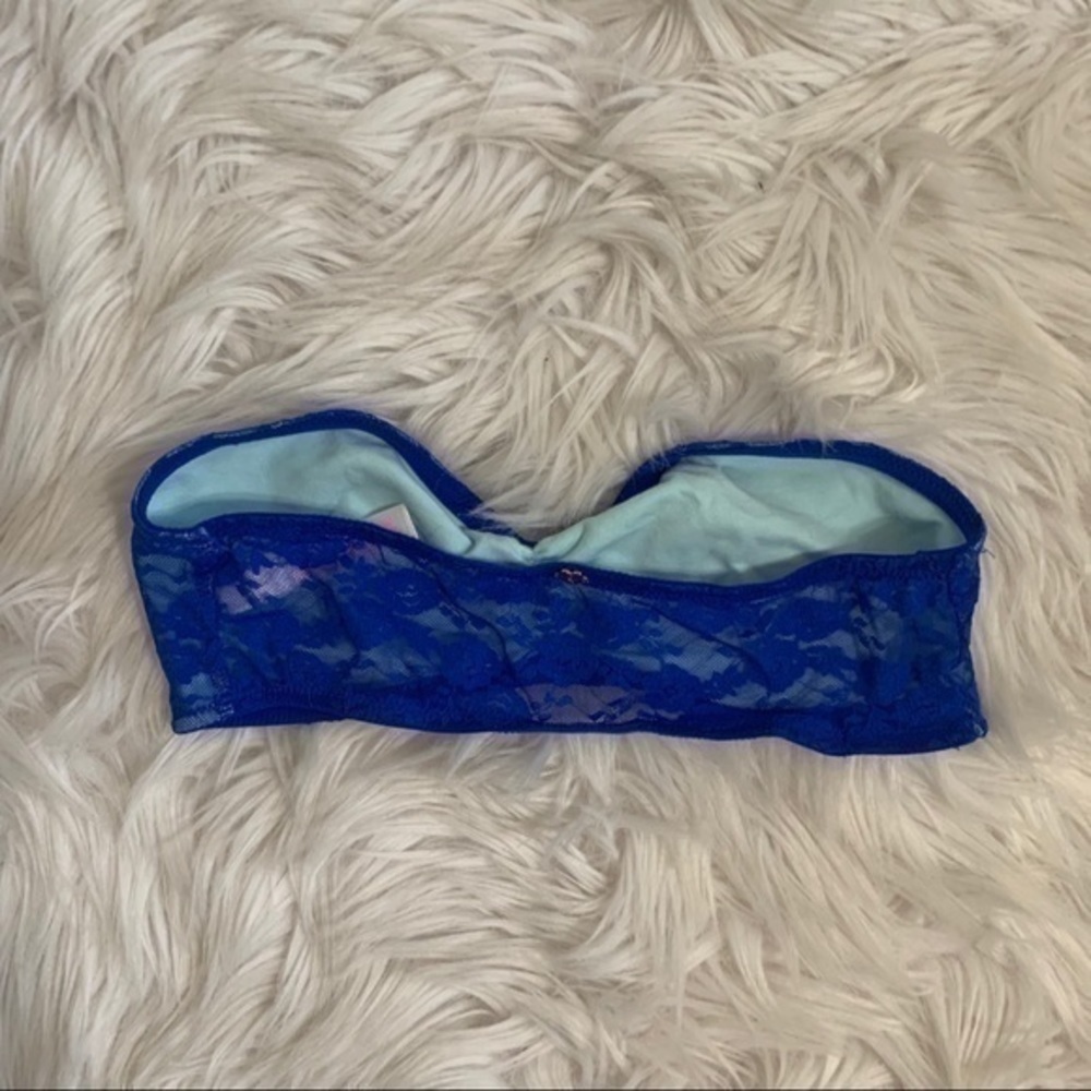 Victoria Secret PINK Blue Lace Bandeau Size XS - Picture 3 of 7